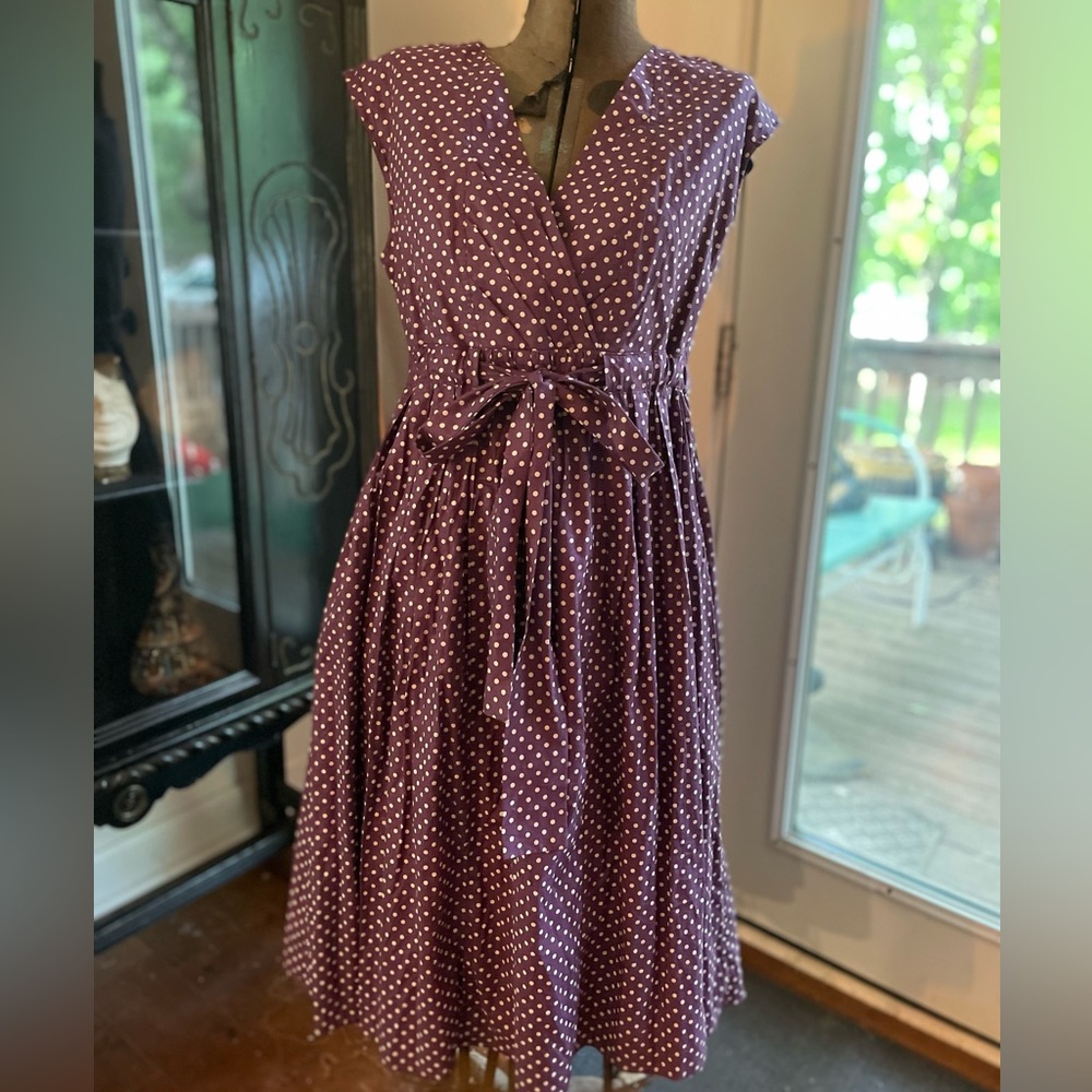 Garnet Hill, short sleeve, tie/elastic waist summer dress